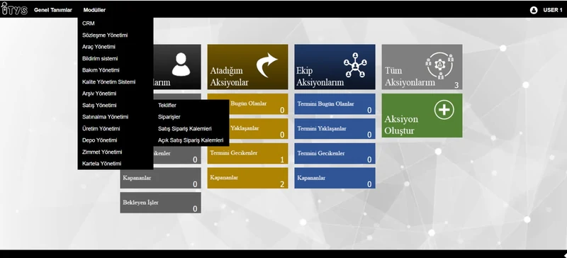 İTYS modüller menüsü